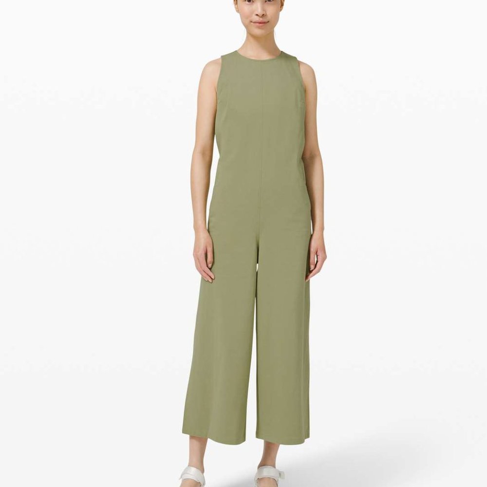 Lululemon Pocketed Wide Leg Jumpsuit, Rosemary Green, Size 10